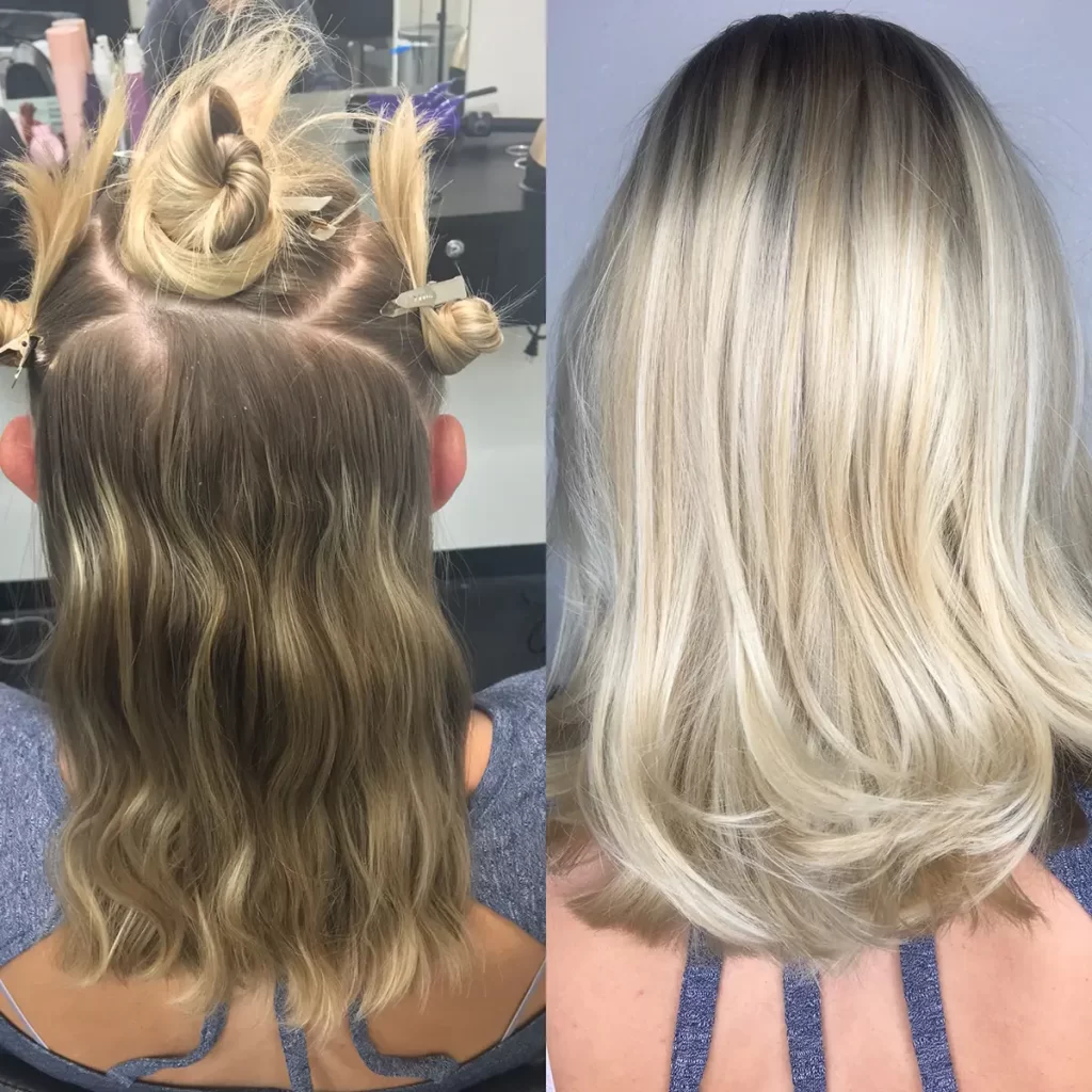 before and after hair dye