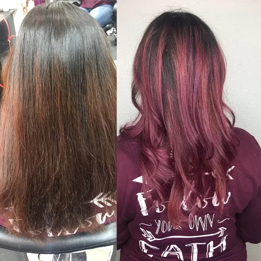 before and after hair dye